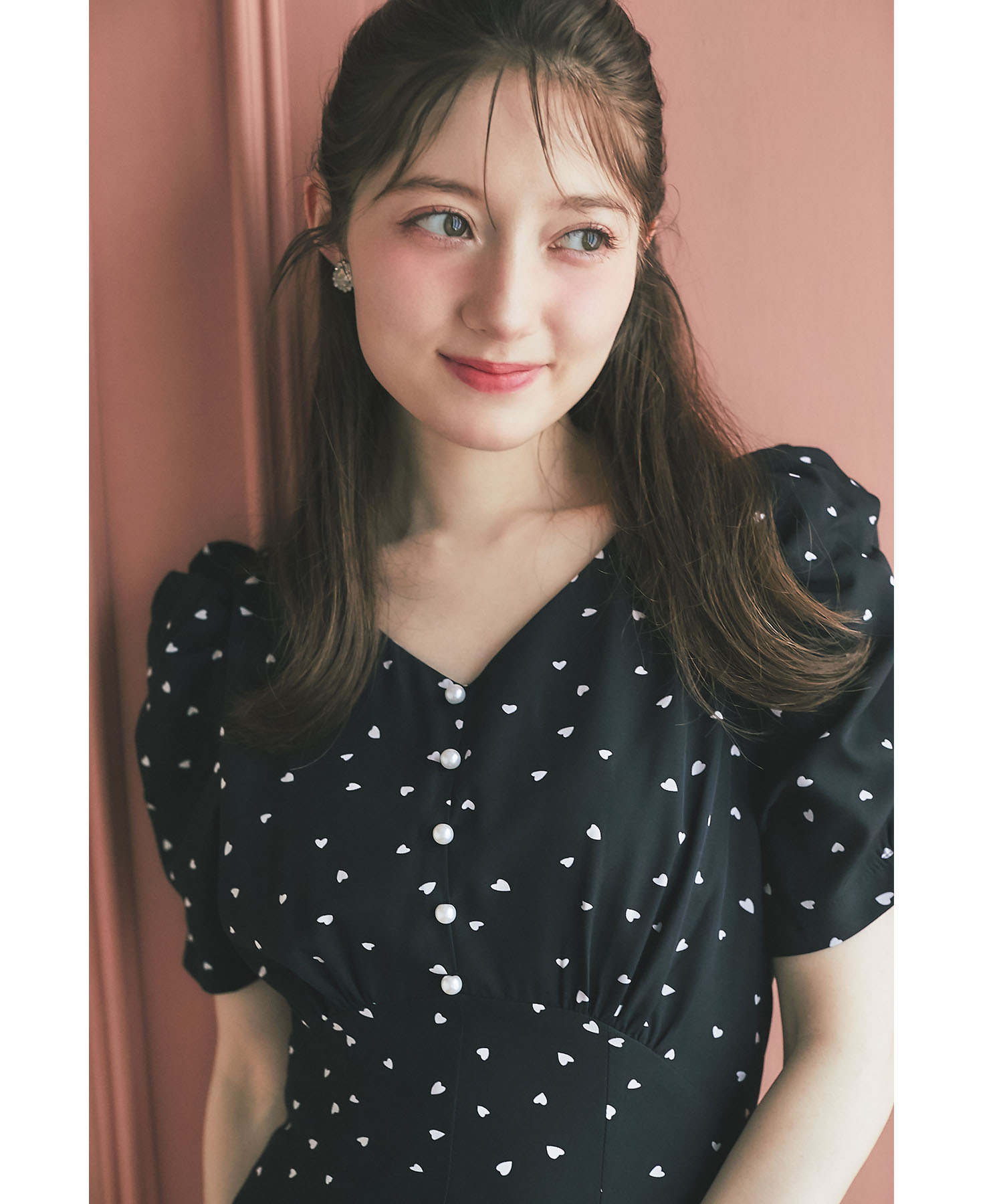 tocco closet パール付きバックレースアップハートドット