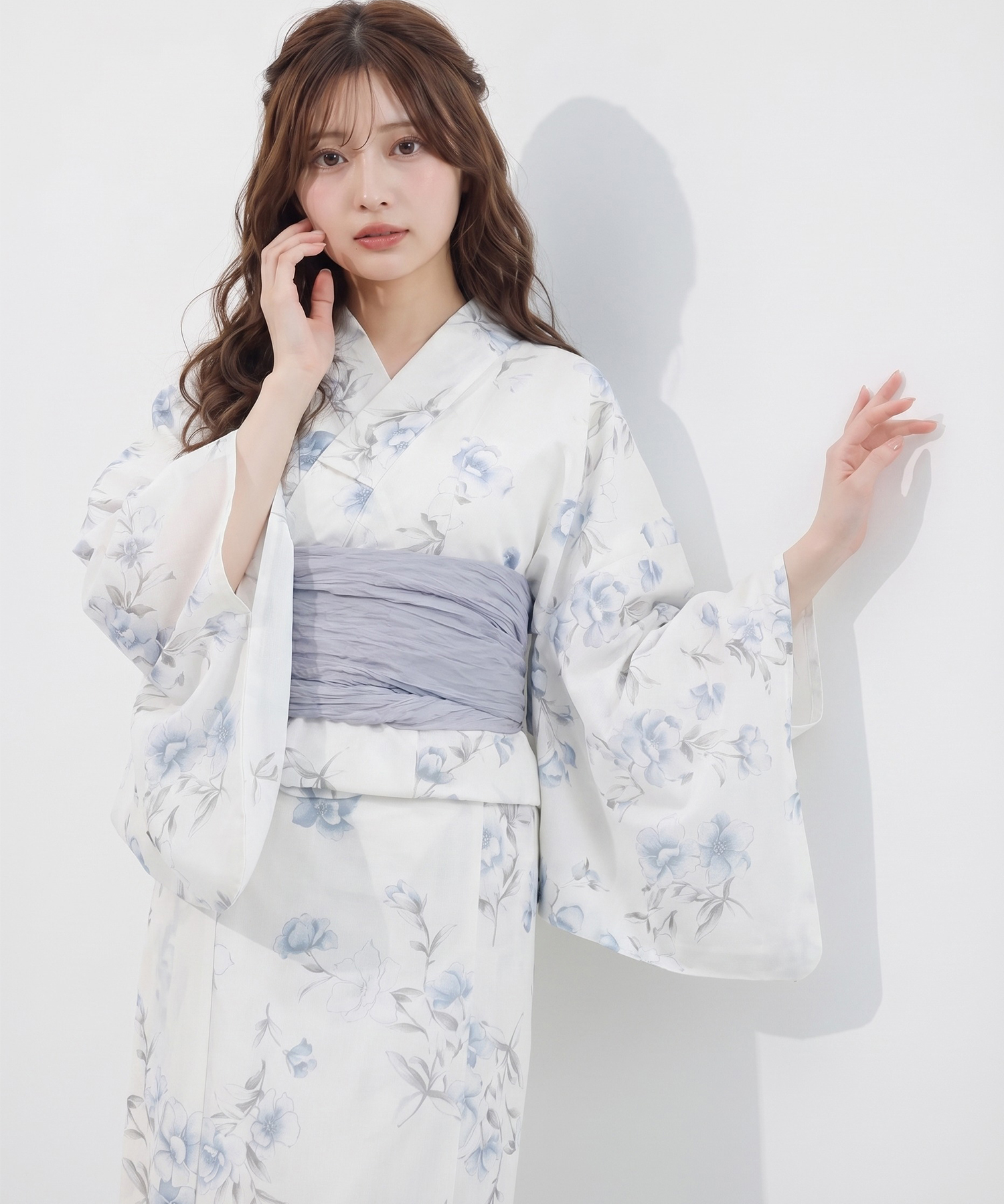 【トップス＆ワンピース＆帯の３点セット】２ＷＡＹ♪フラワーブーケセパレート浴衣 トップス＆ワンピース＆帯の3点セット】2WAY♪フラワーブーケ