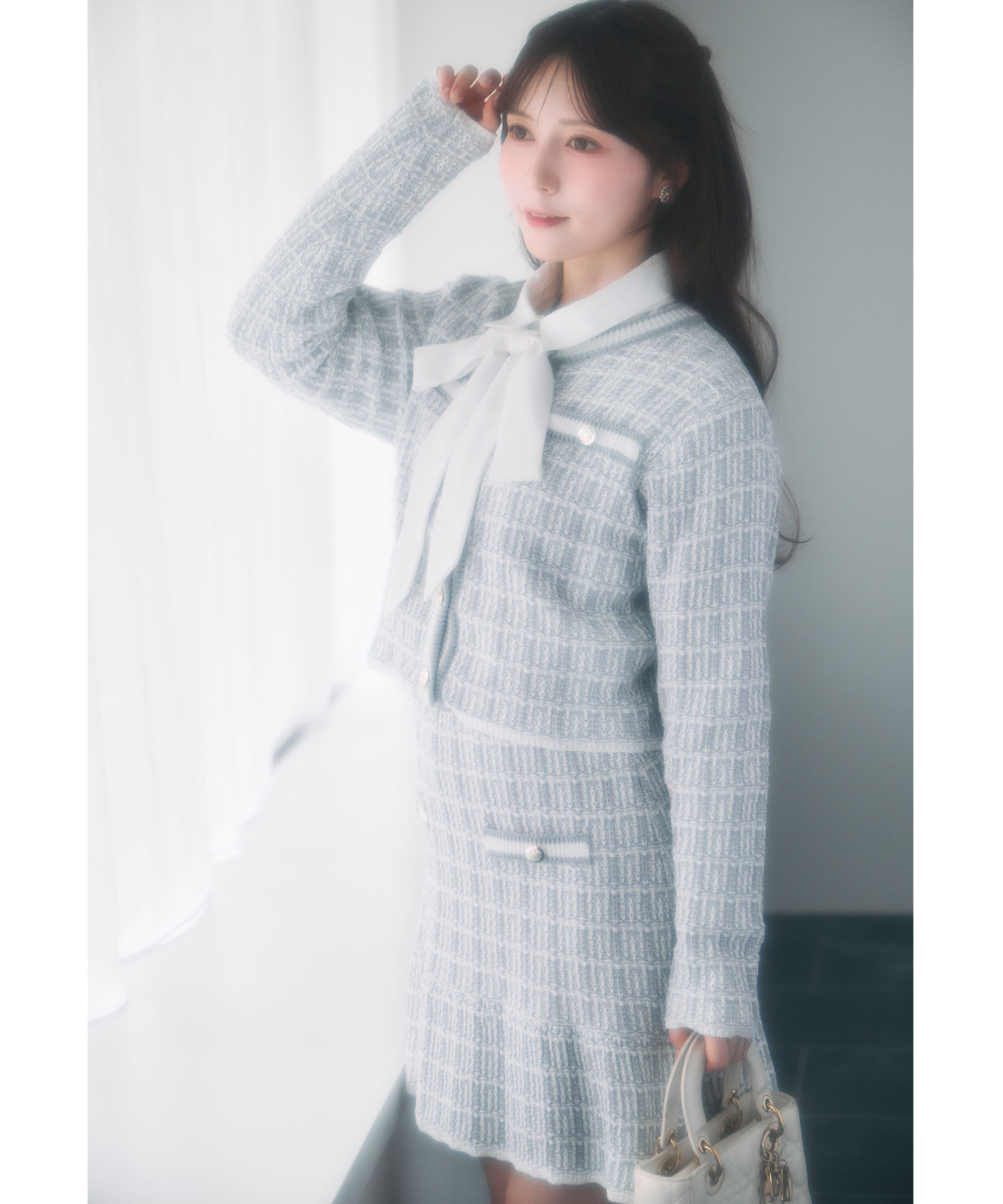 ⭐︎ナ　⭐︎ 袖口パール付きハイネックリブニットプルオーバー