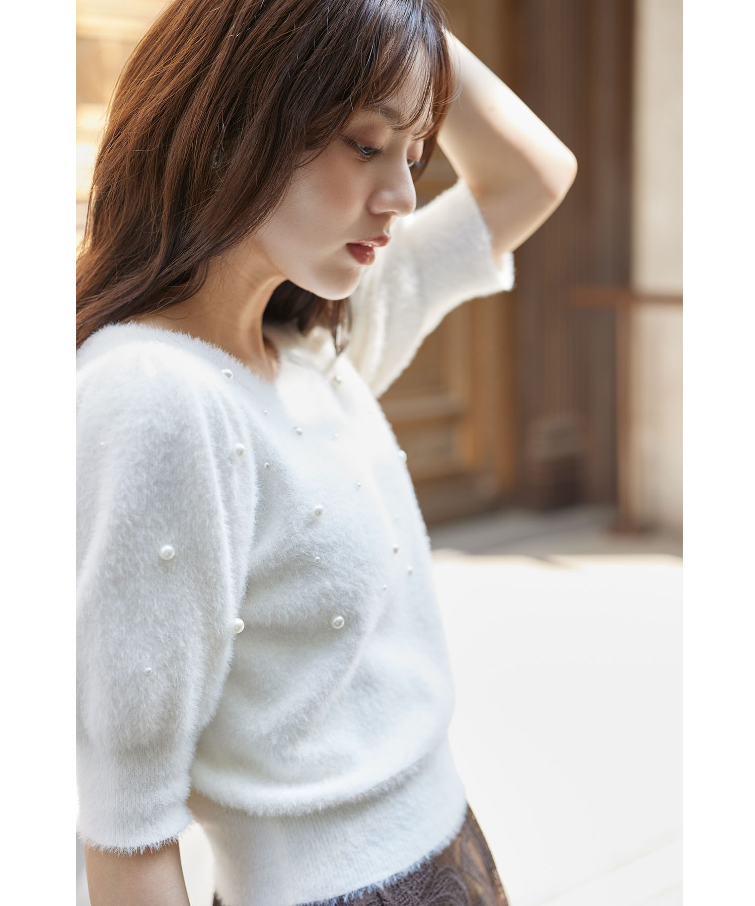 ※userさん専用 ① パール付きオーロララメ入りシャギーニットプルオーバー