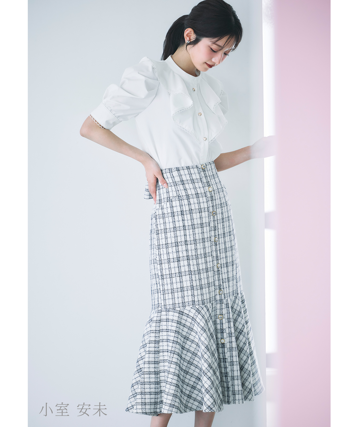 【新品】 tocco closet ドットスカート 白 トッコクローゼット tocco closet ドット柄サイドレースアップ