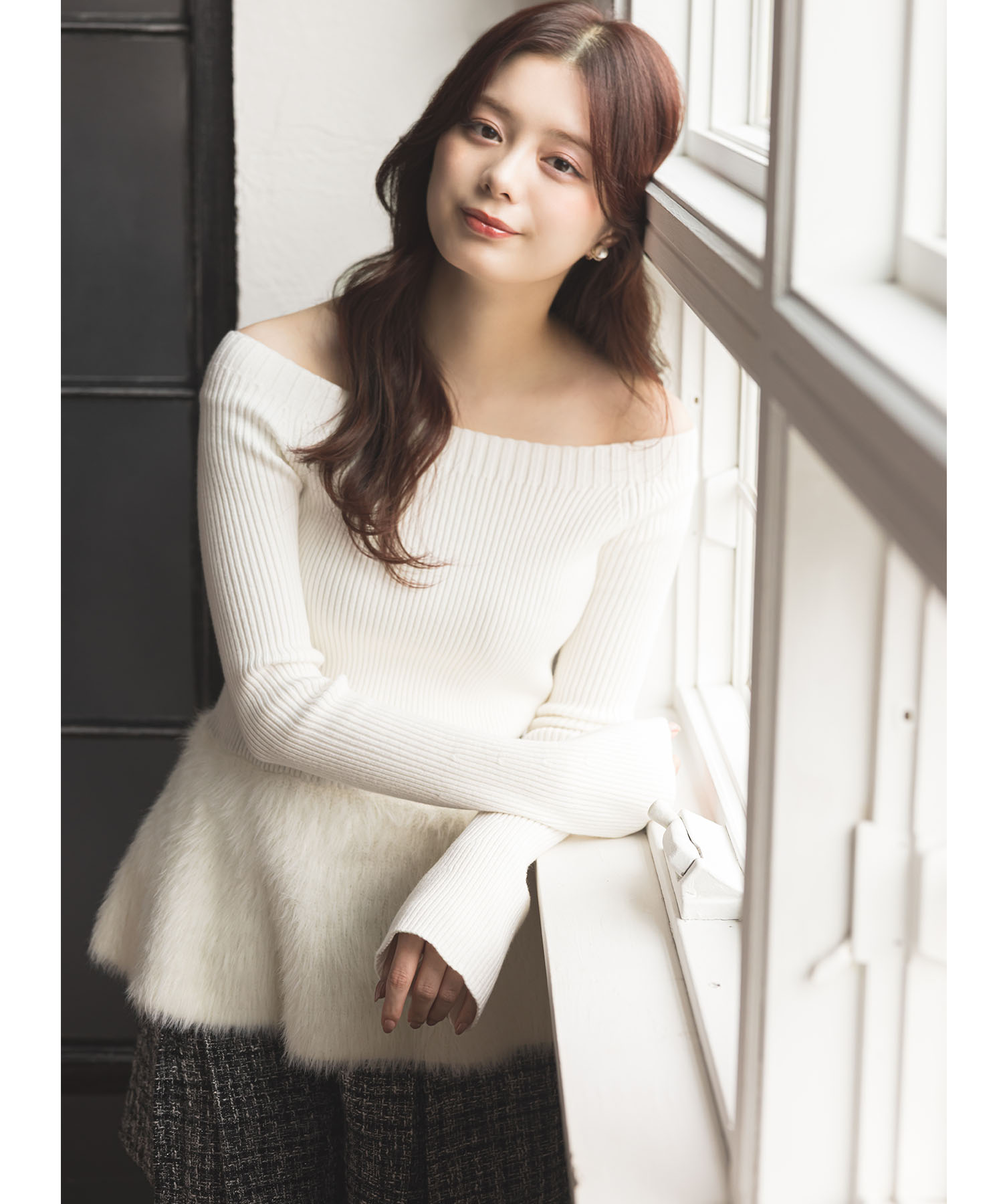 ハイウエストツイードショートパンツ