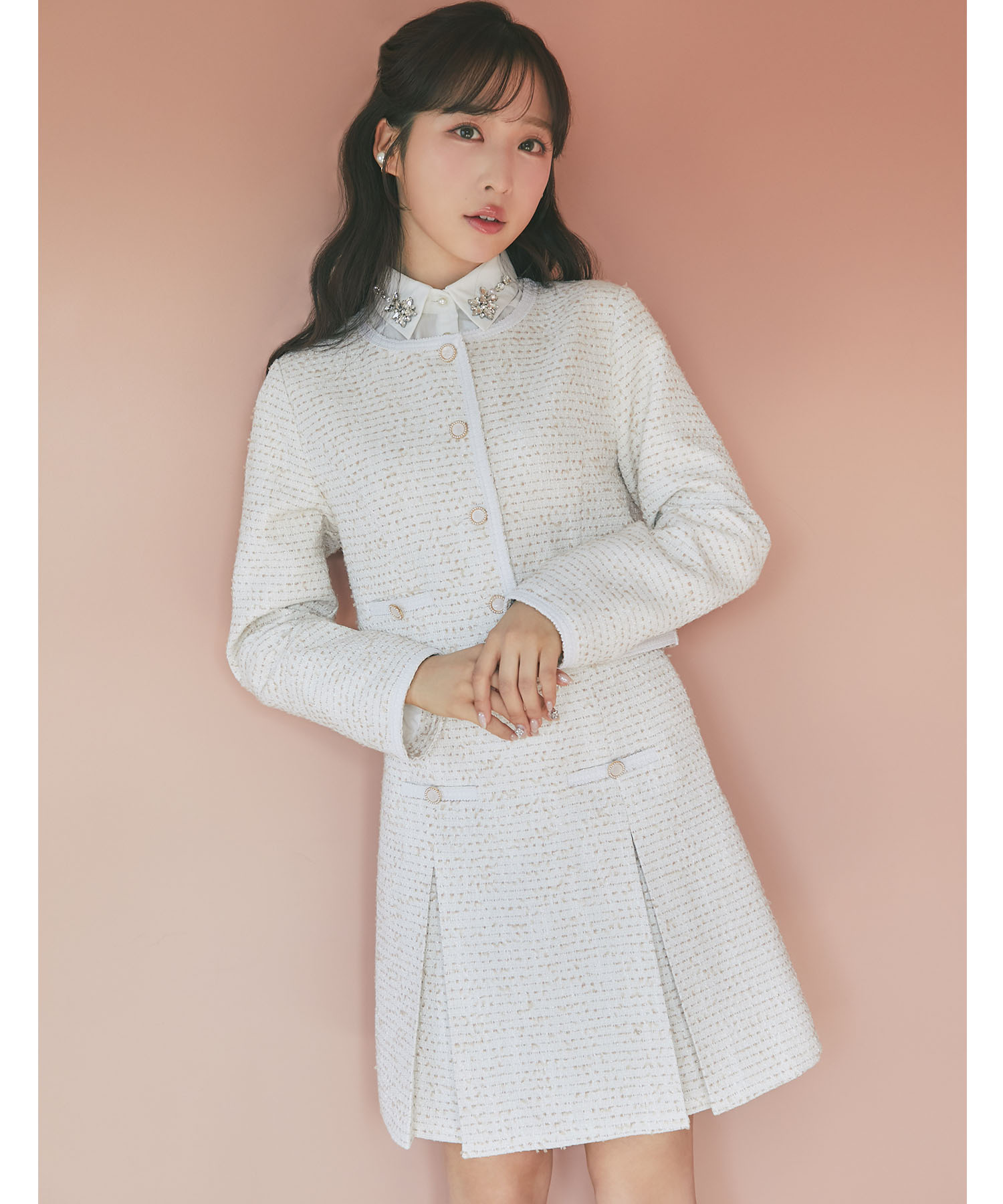 ツイードタックミニスカート