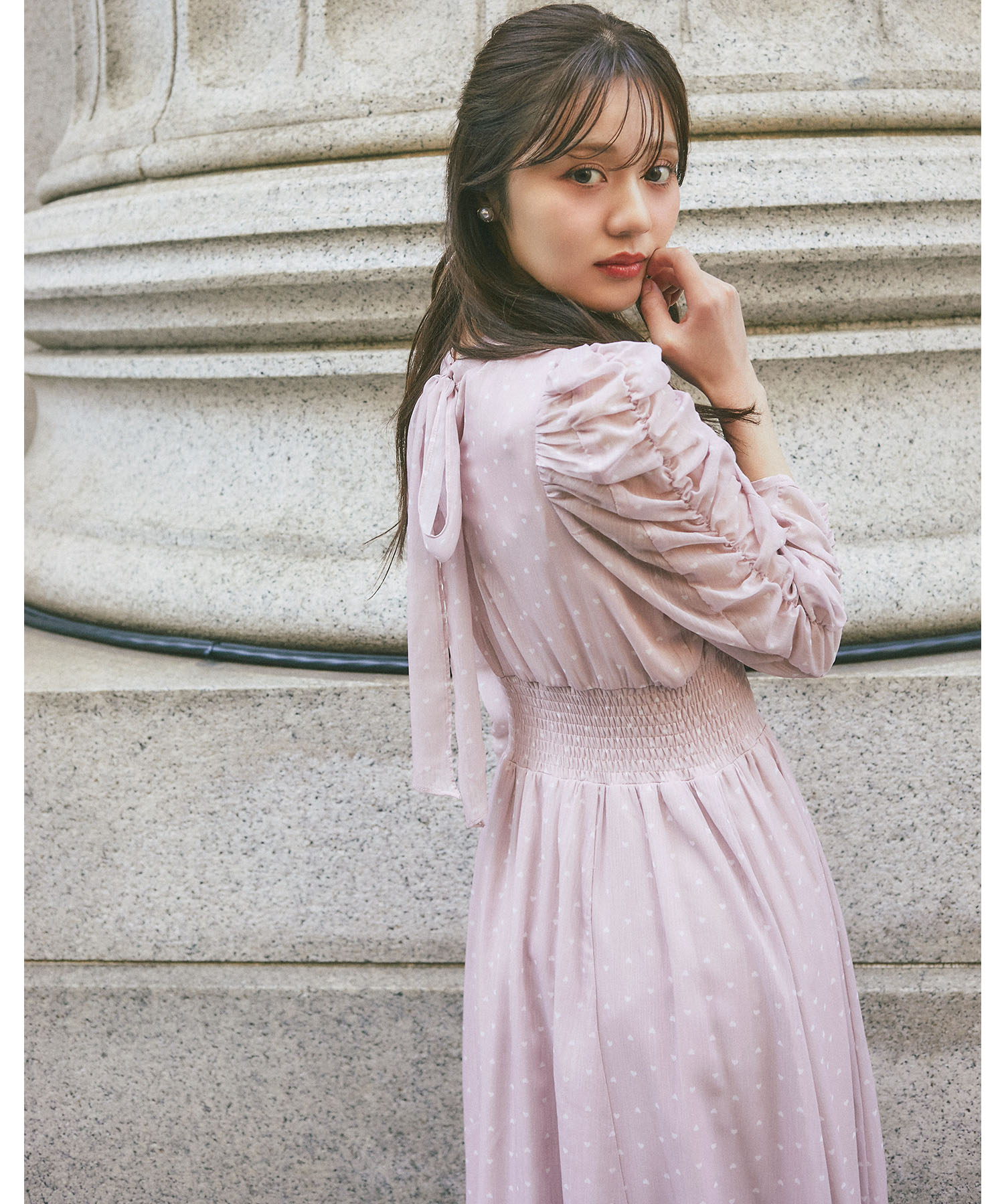 360度、絵になる可愛さ♪リボン付きハートドットパワーショルダー