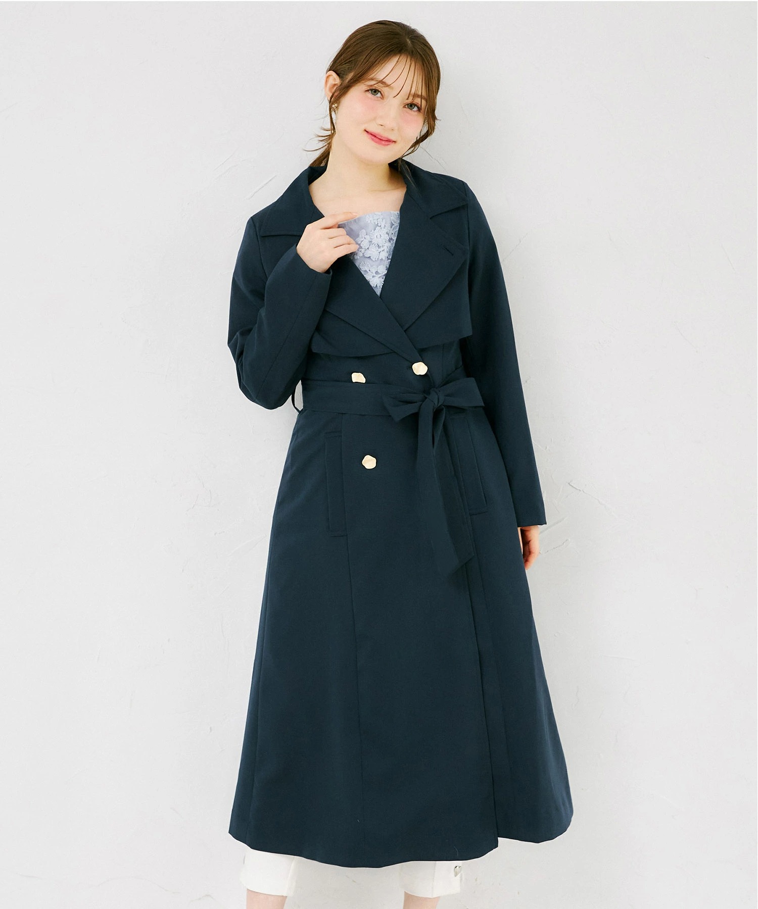 tocco トッコクローゼット ２ＷＡＹ仕様ゴールド釦ヨークトレンチコート