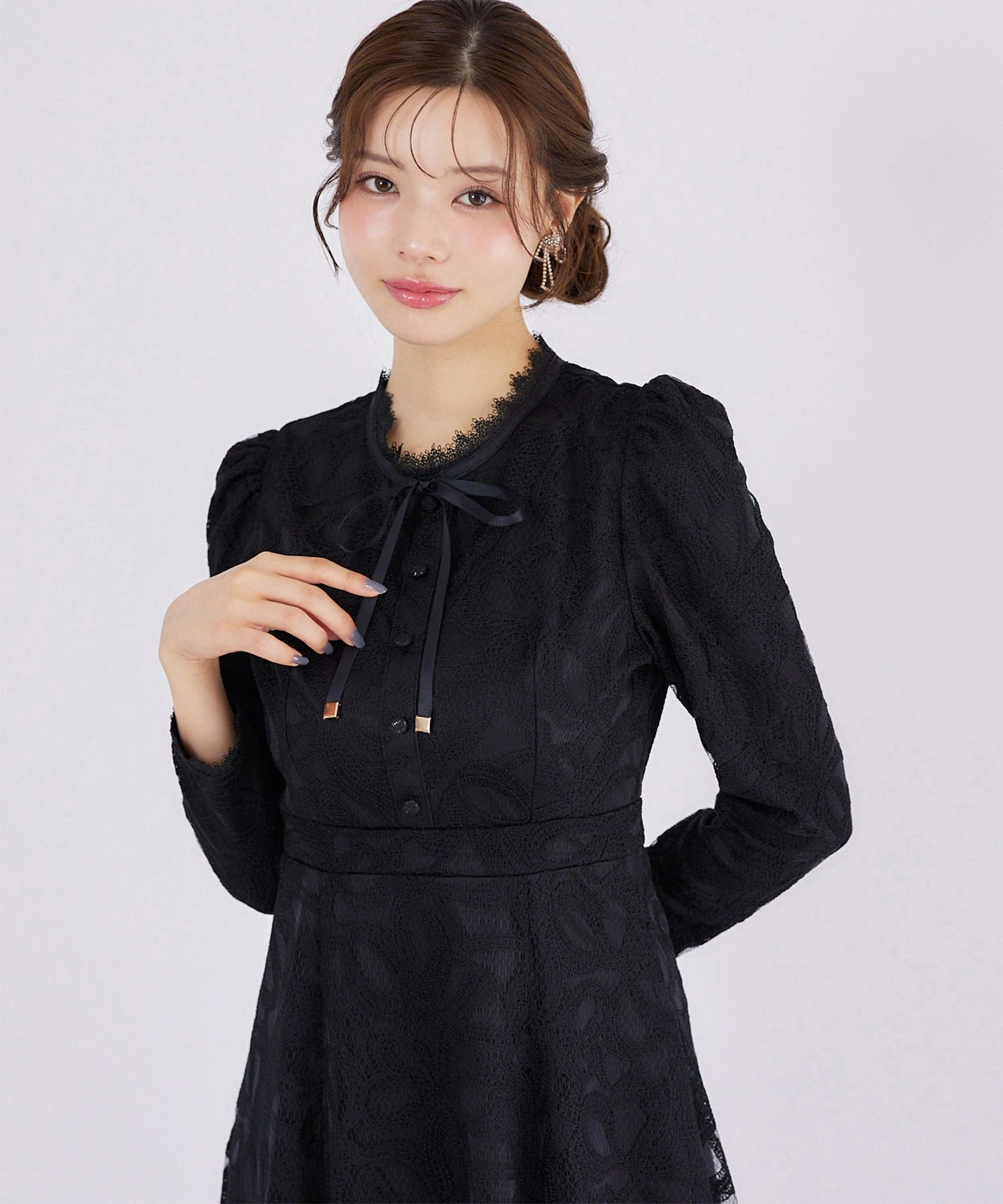 tocco リボン付きリボンレースワンピース