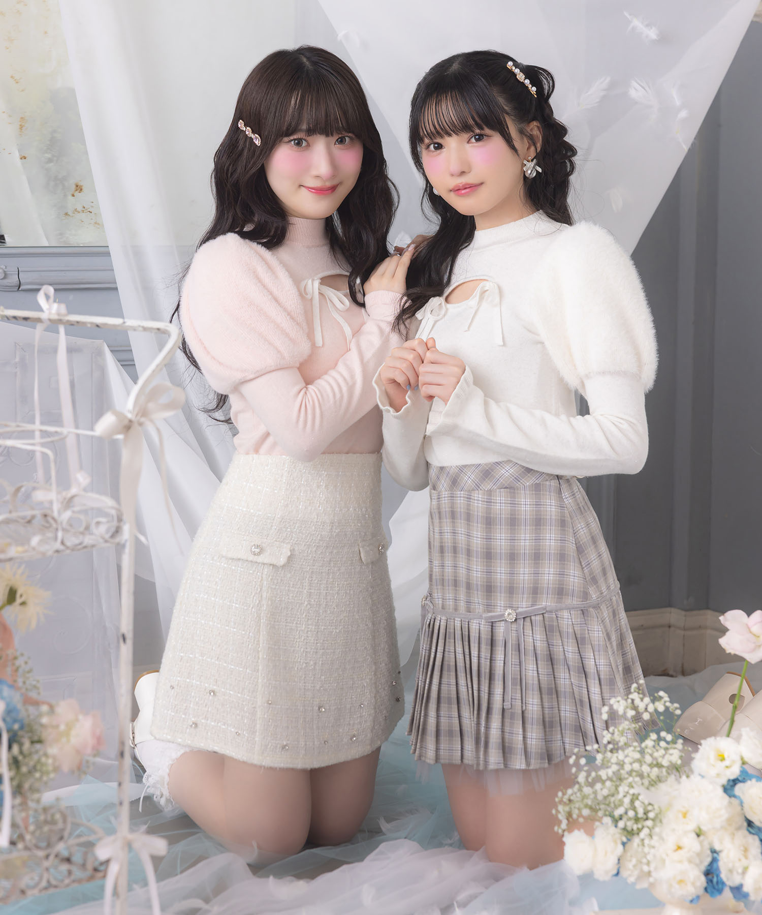 MIUMIU 2020 スパンコール ラメツイード 台形ミニスカート ピンク 283-198620-requ-0909-2.jpg