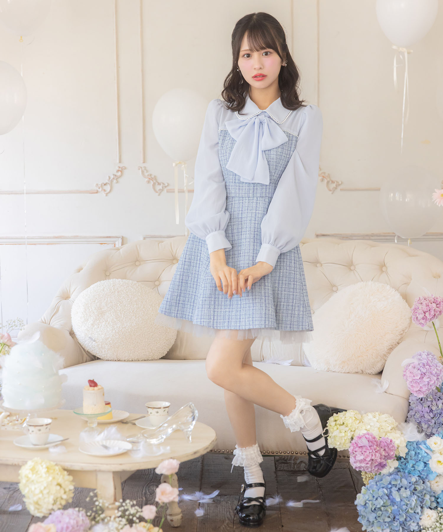 配色ツイードポイントリボンワンピース 配色ツイードポイントリボンワンピース – BUNNY APARTMENT