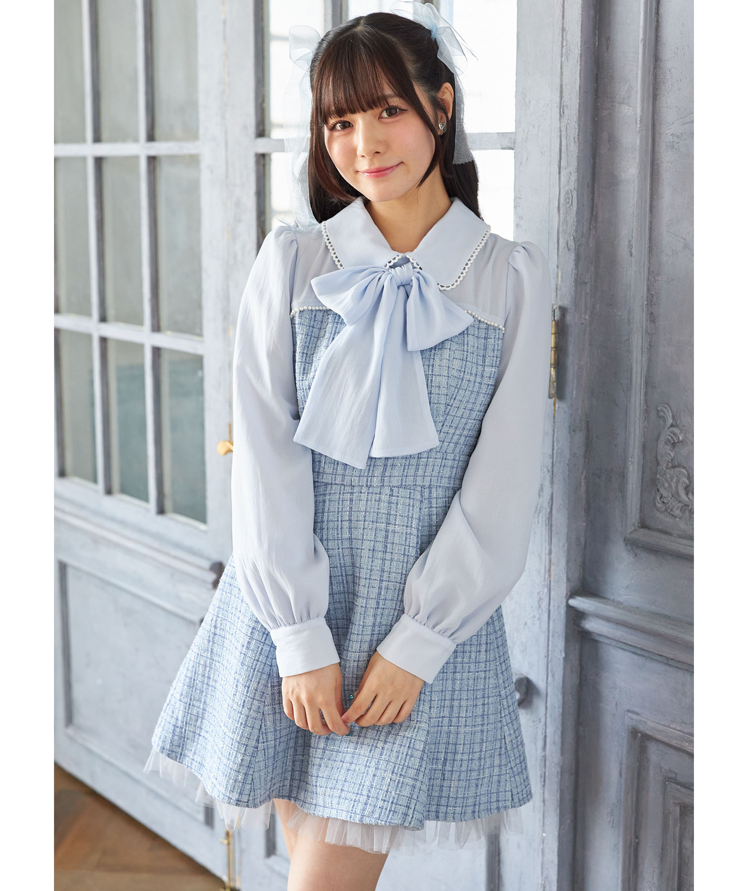 トゥララ●ファー＆ポンポン付き♪リボンベルト付きラメ入りツイードワンピースコート トゥララ○ファー＆ポンポン付き♪リボンベルト付きラメ入り