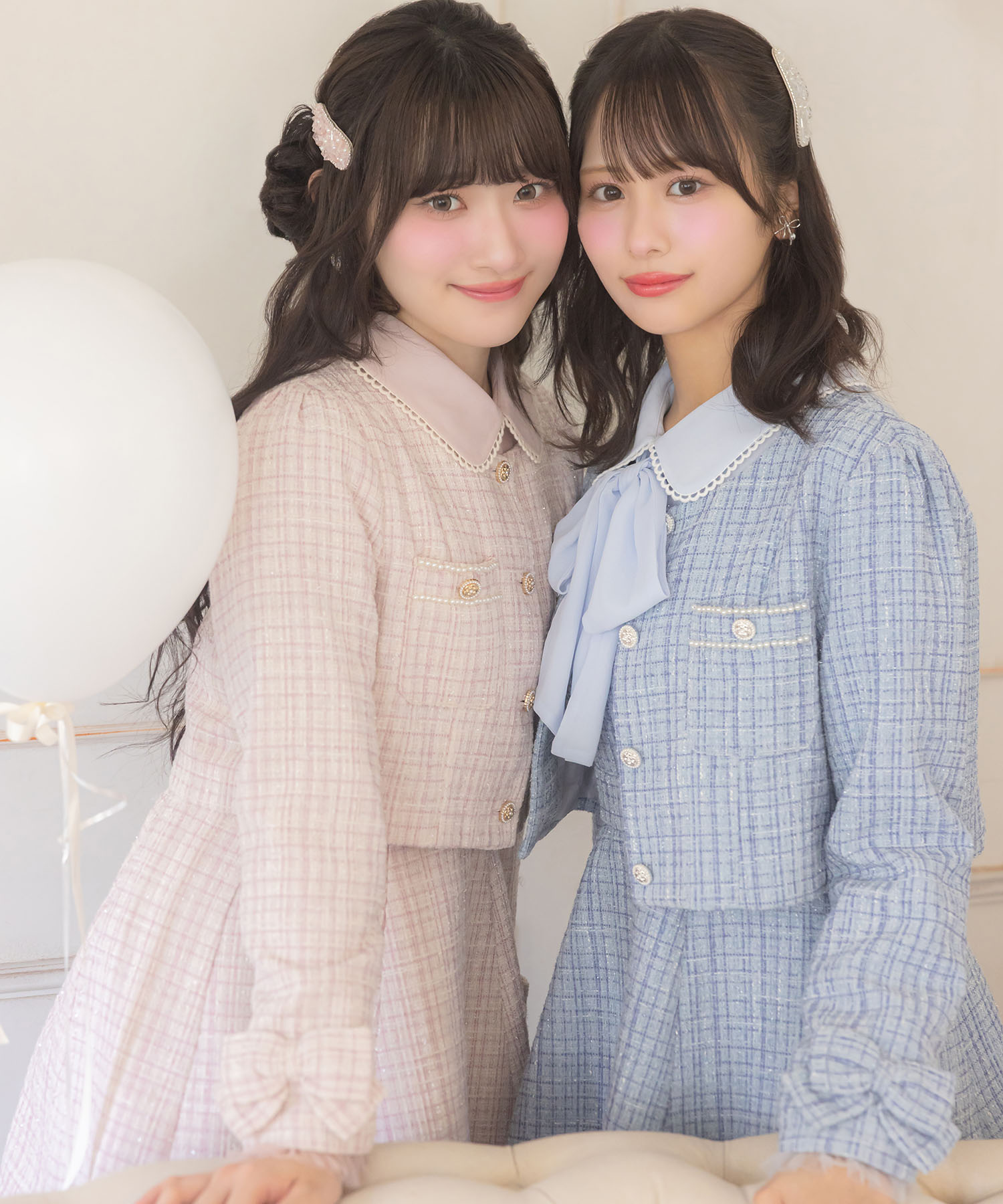 袖口りぼん＆チュールフリル付きラメツイードジャケット