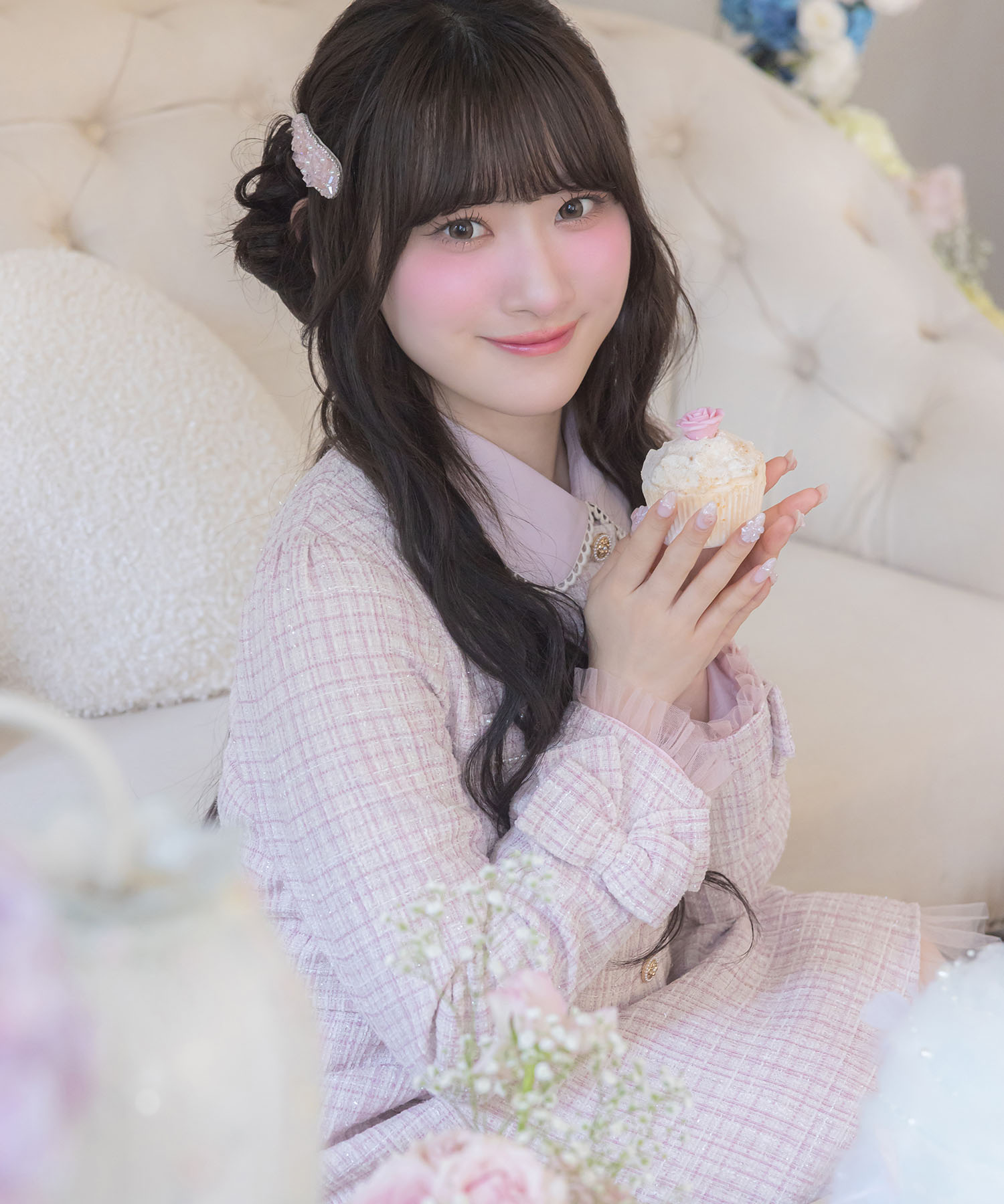 CHANEL02C チュール レース ツィードジャケット フリル リボン 袖口りぼん＆チュールフリル付きラメツイードジャケット