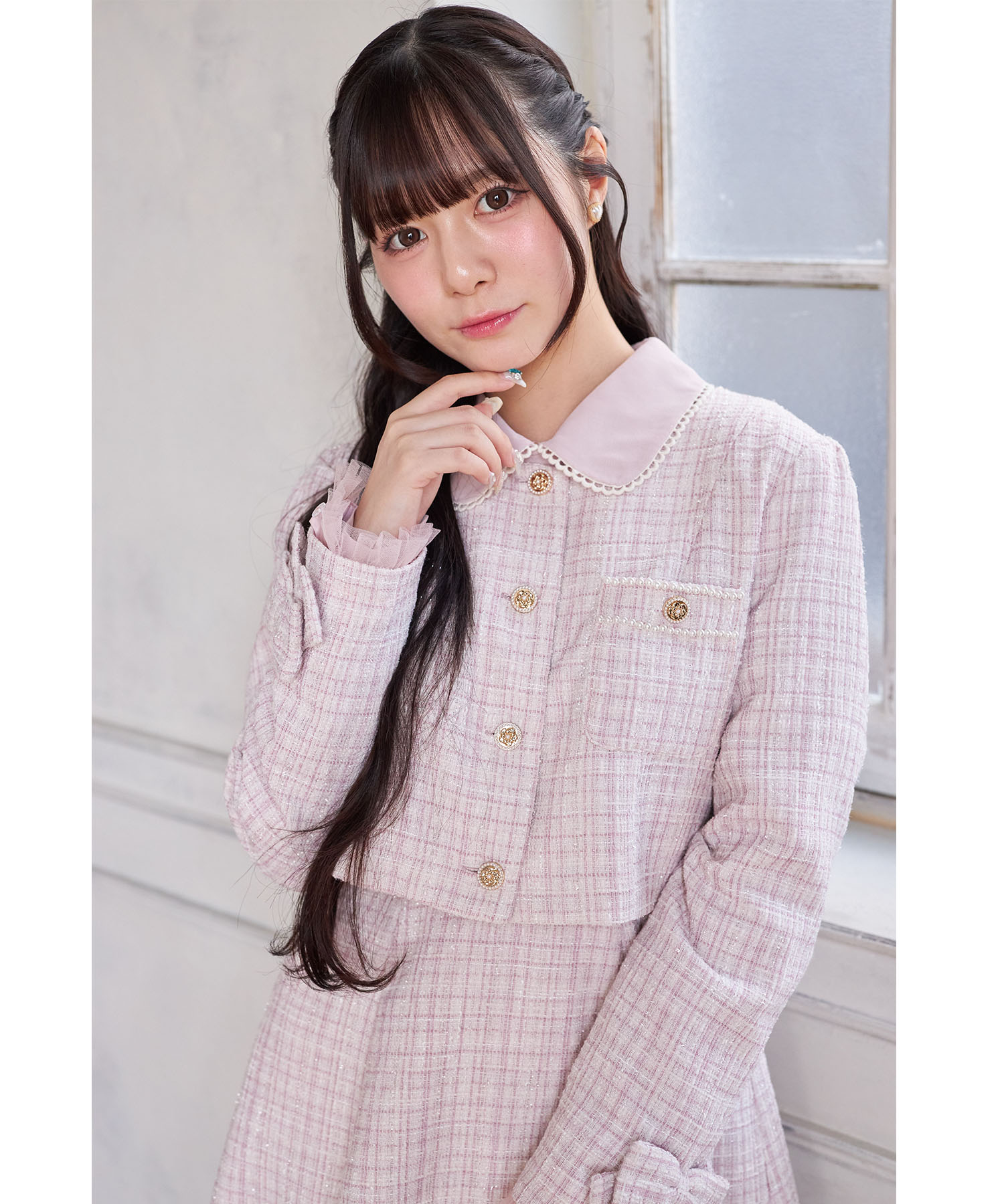 CHANEL02C チュール レース ツィードジャケット フリル リボン 袖口りぼん＆チュールフリル付きラメツイードジャケット