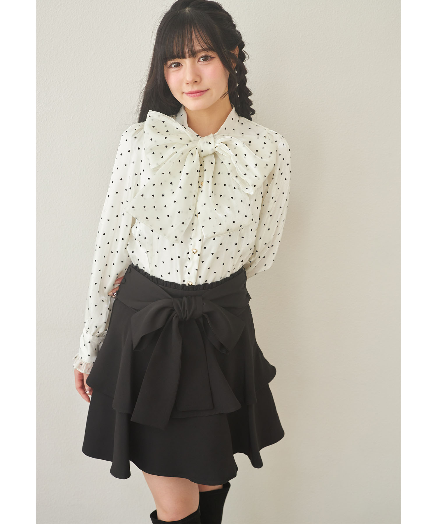 2WAYリボン付きティアードミニスカート