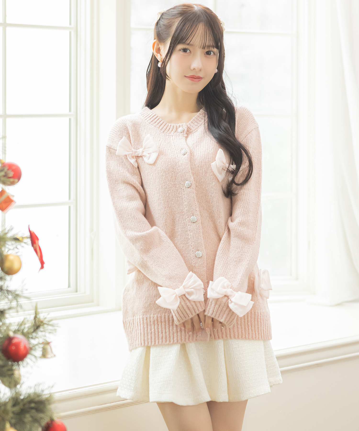 インナーパンツ付きサイドレースアップスパンコールツイードタック