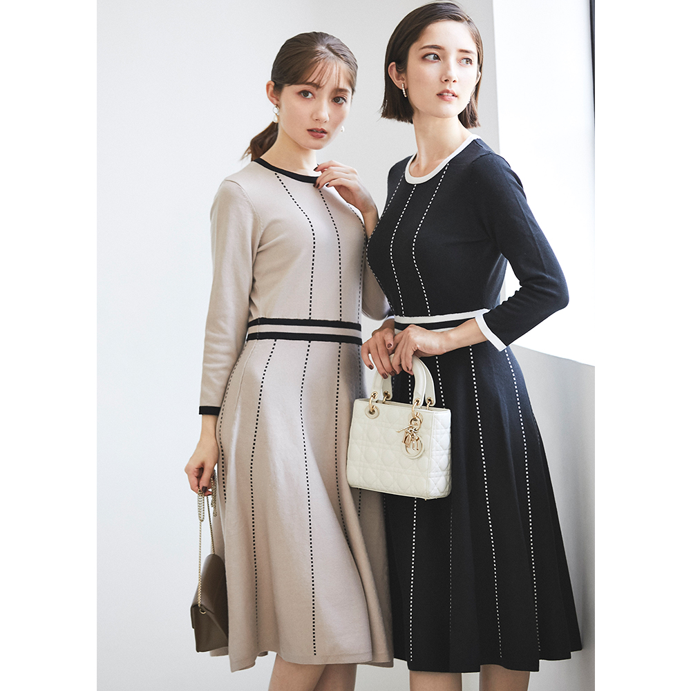 後ろフラワーレース×りぼんニットプルオーバー