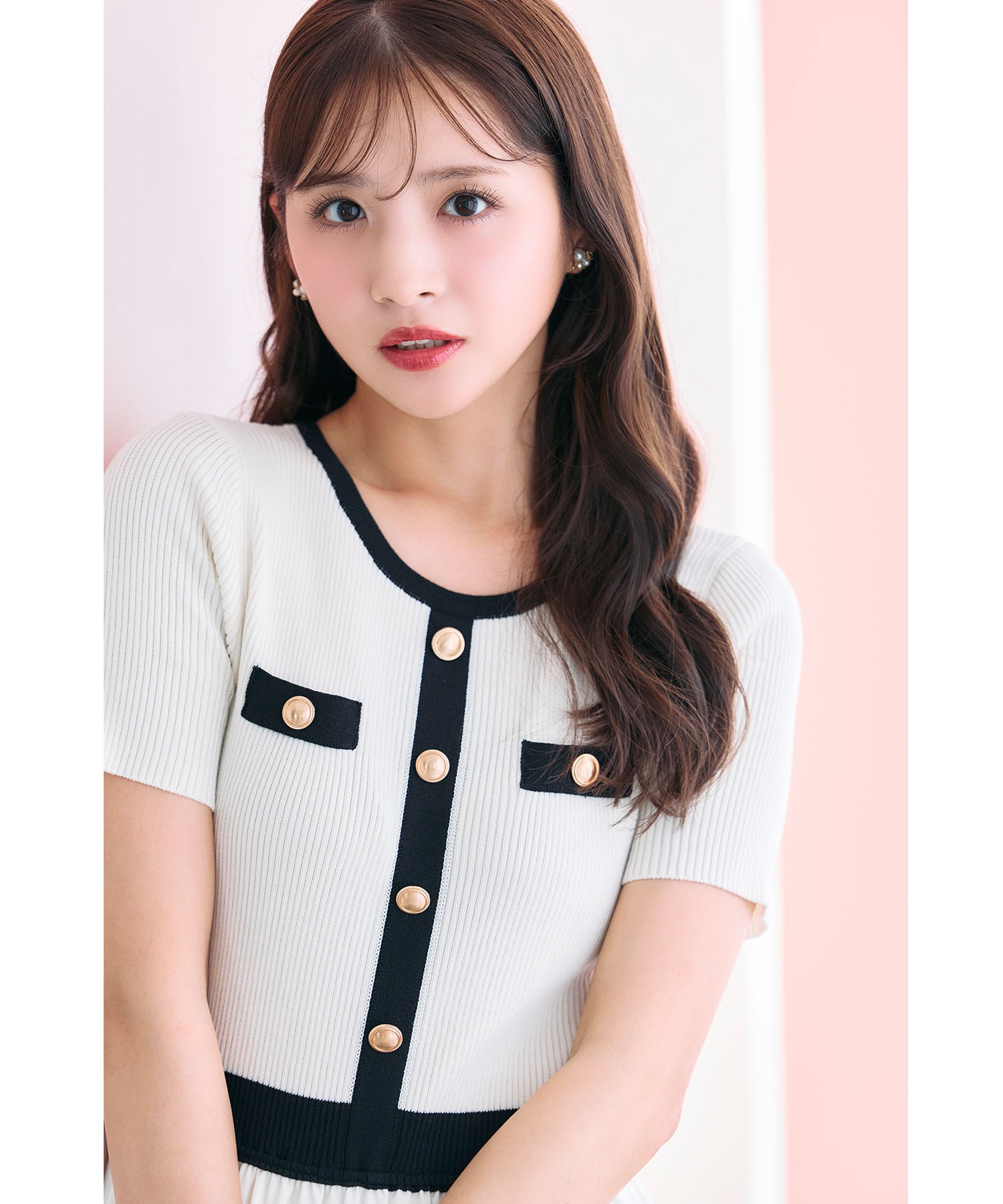 tocco トッコクローゼット　迷った朝の救世主になるリブニットドッキングタフタ配色ワンピース