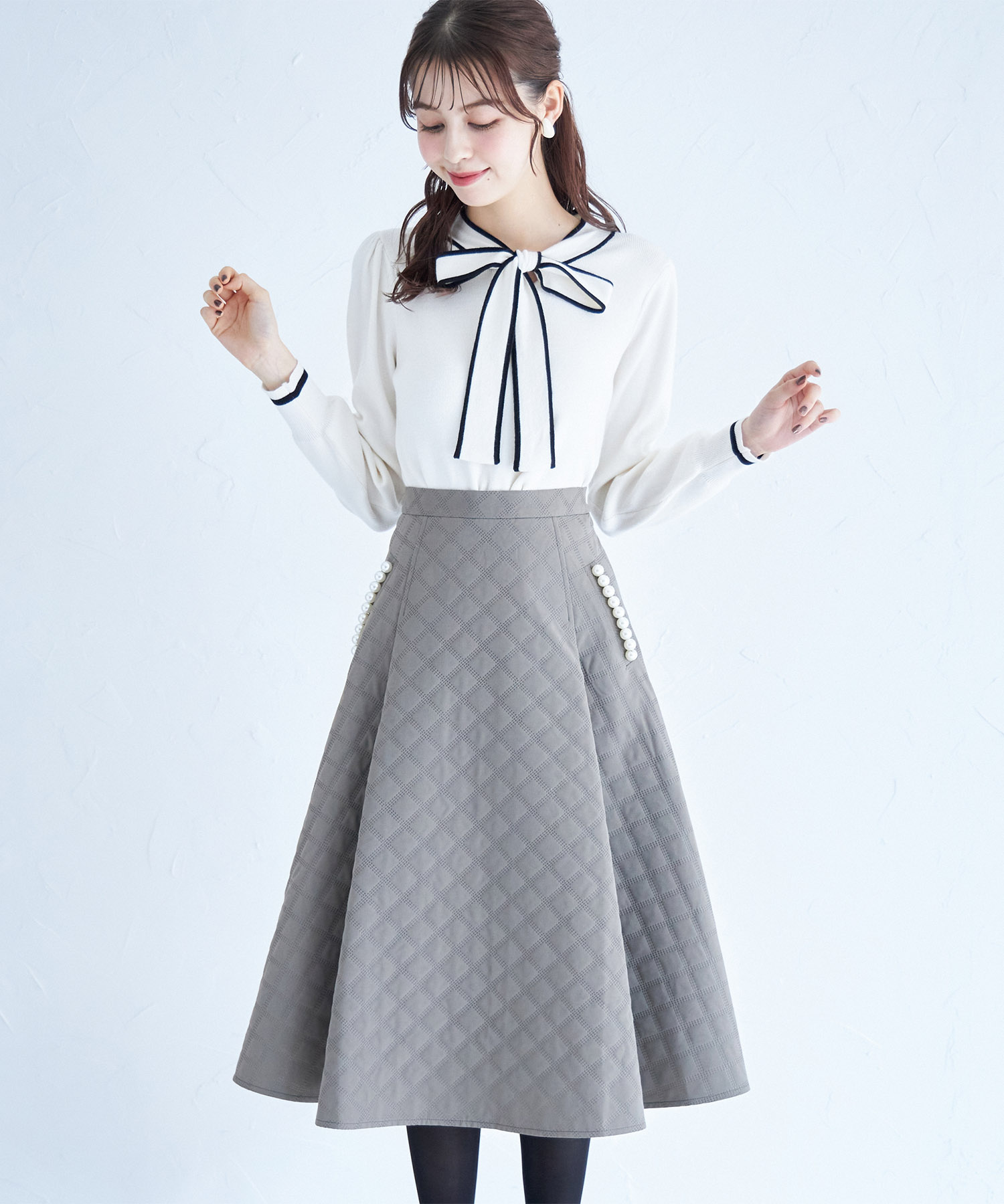 M&KYOKO 新品 刺繍ポケット リバーシブル コットンスカート