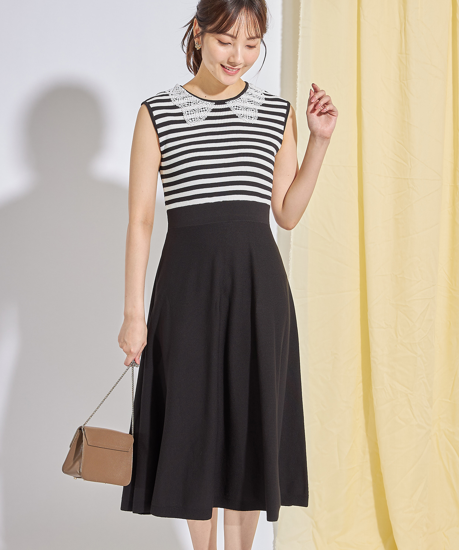 レース襟付きノースリーブニットワンピース【lepche　レプシェ】 tocco  closet(トッコクローゼット)5/27スタート！スペシャルプライス＊スペシャルプライス品につき返品/交換/キャンセル/配送日指定不可/ラッピング不可